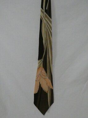 Vintage LEONARD PARIS Silk Tie Lily Flower Motif Made in Italy 1970s